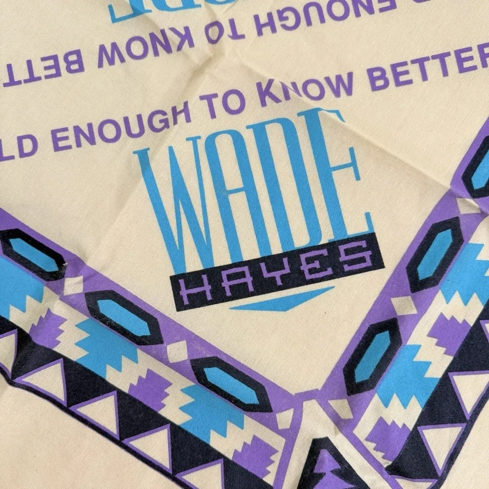 Vintage Wade Hayes Old Enough To Know Better Country Music Bandana Scarf 21